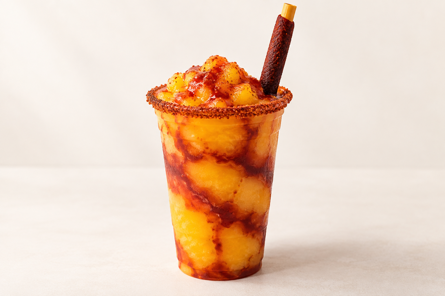 Imagen ilustrativa de chamoyada de mango con chamoy y chile